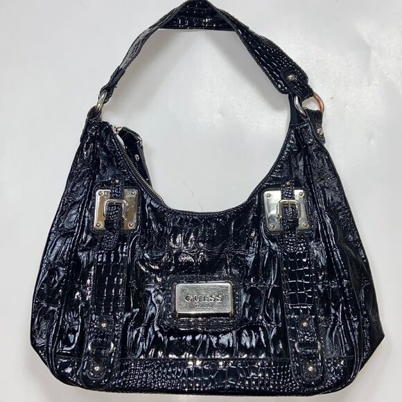 Vintage Guess Est 1981 Black Shoulder Women Bag - Picture 2 of 16